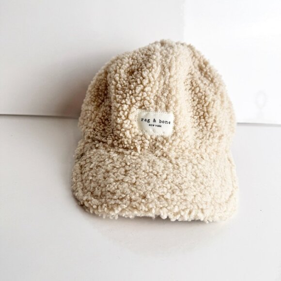 NWT Rag & Bone Addison Sherpa Baseball Cap Rag & Bone in Antique White - Picture 3 of 8